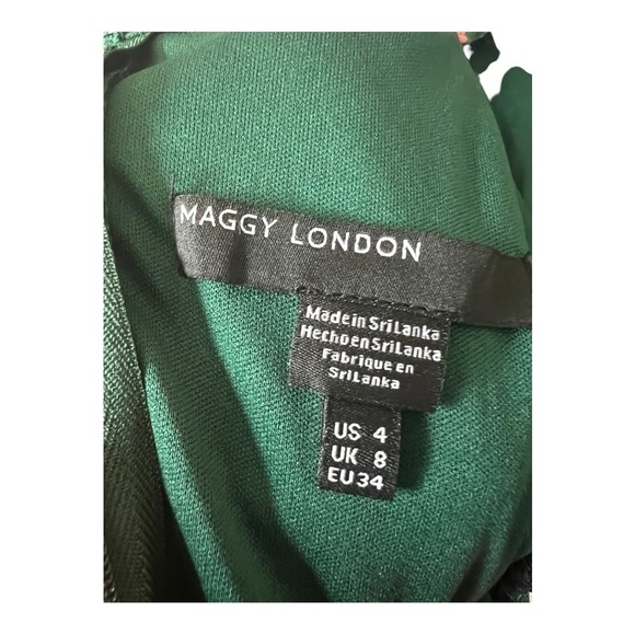 Maggy London Lottie Wide Leg Knit Crop Jumpsuit Jumper Size 4 Green Red Floral - Picture 4 of 15
